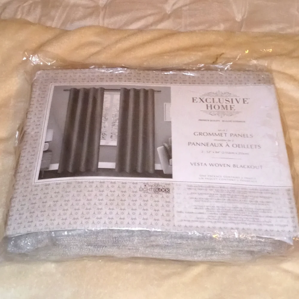 1227 Exclusive Home Vesta Woven Blackout Grommet Panels - Picture 1 of 5